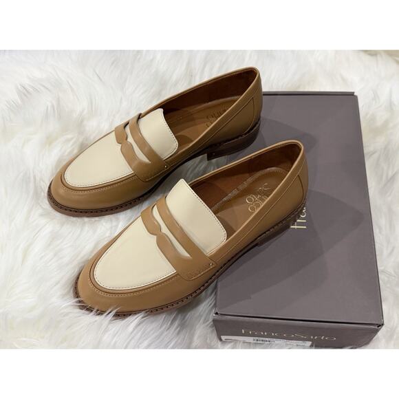 Franco Sarto Women's Chrissy Penny Loafers Size 8.5 Wide Tan Multi Preppy Fall - Picture 2 of 13